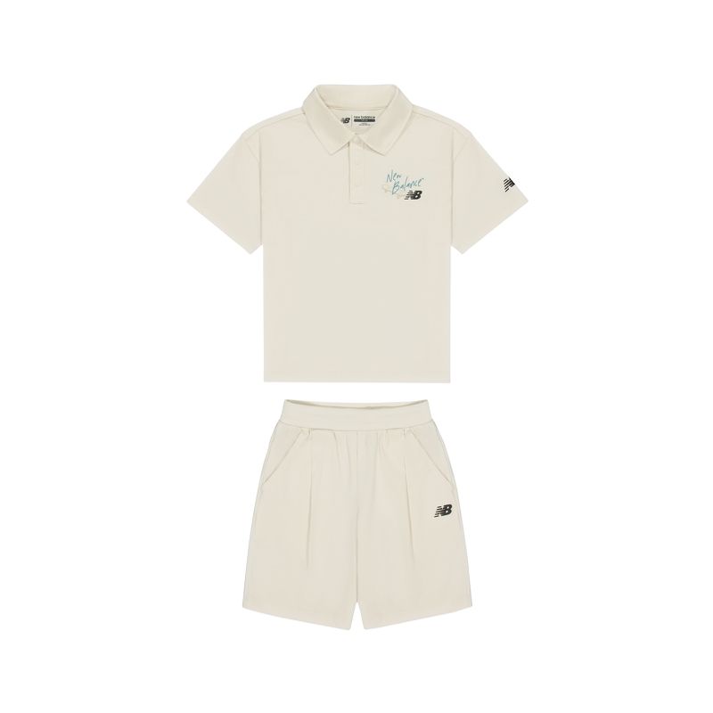 

New Balance Повседневный спортивный комплект nb ss25 из 2 предметов светло-бежевый для детей 3-7 лет