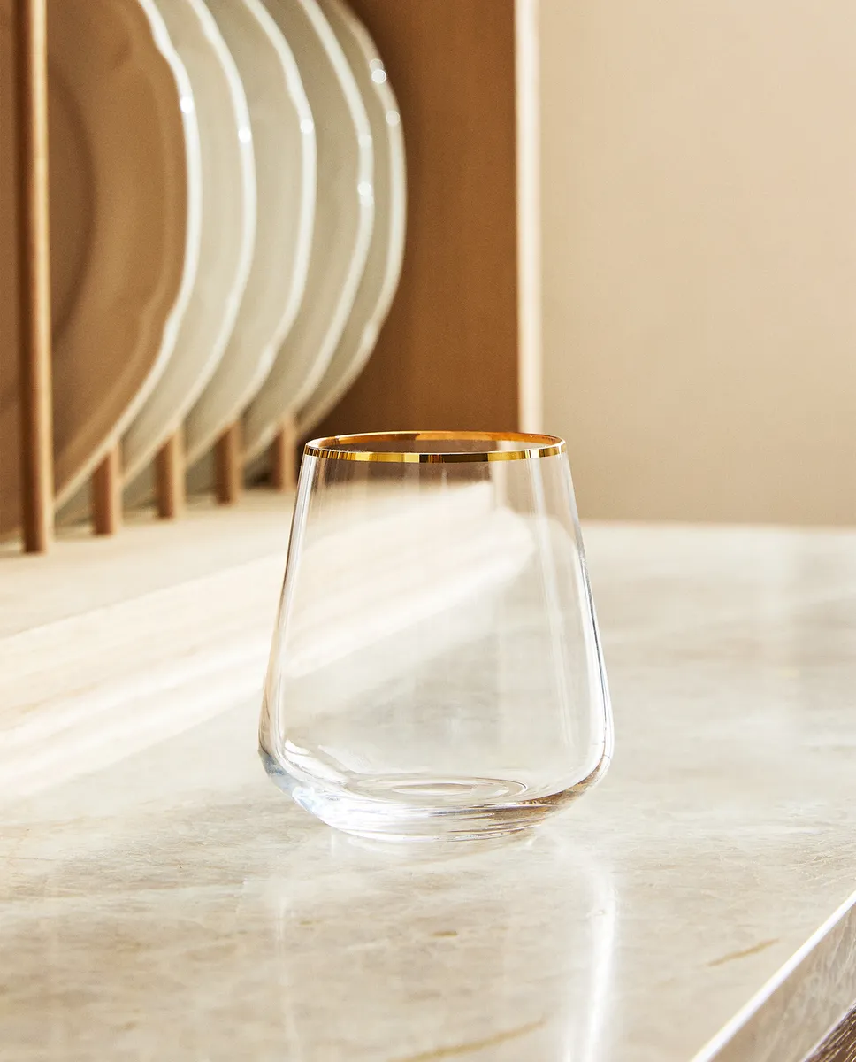 

Хрустальный стакан Bohemia с золотой оправой Zara Home, золотой