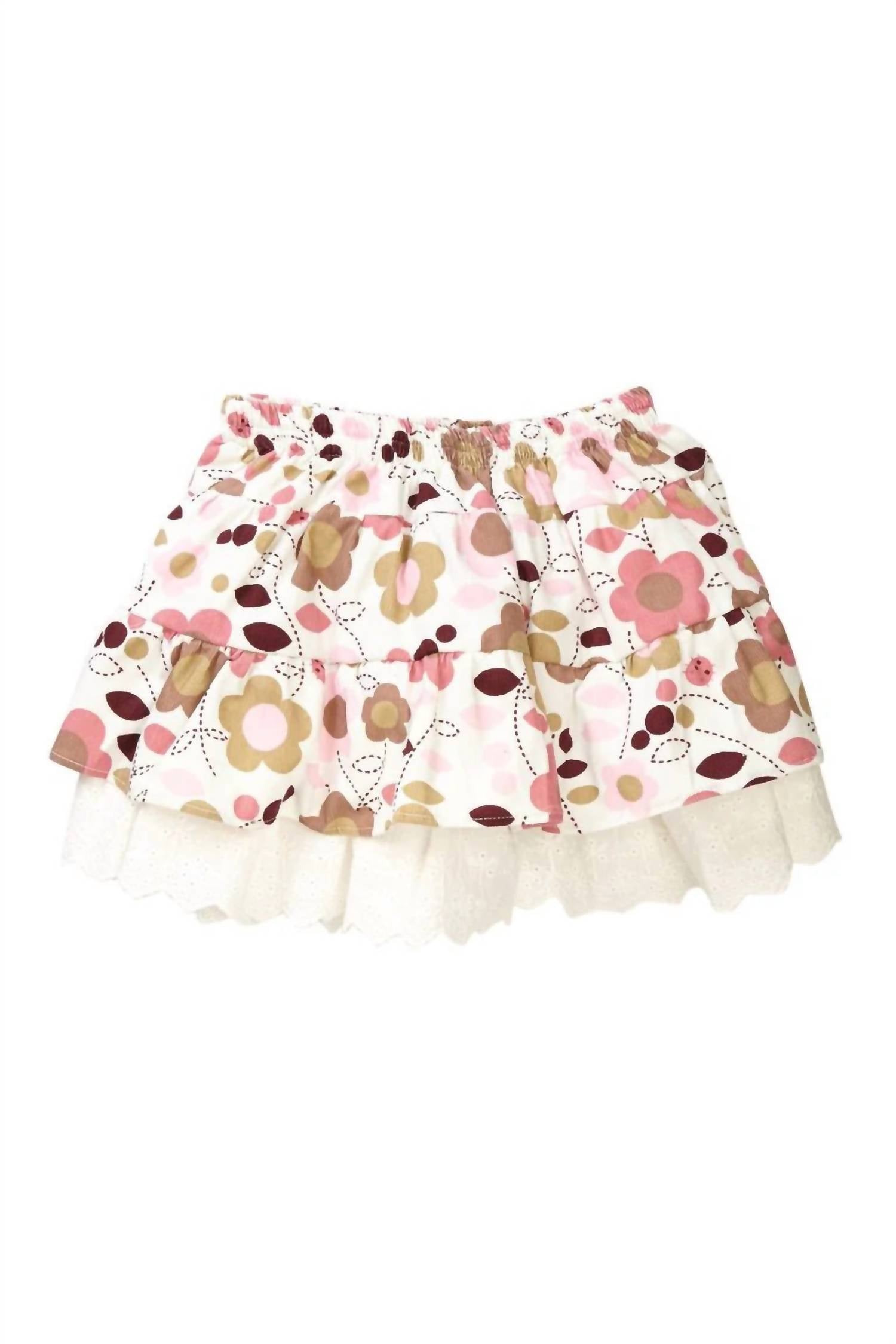 

Юбка-ярус Daisy Corduroy для малышей в белом/розовом цвете Petit Confection