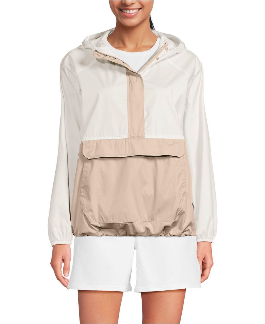 

Женская складная ветровка-анорак Lands' End, Egret/champagne