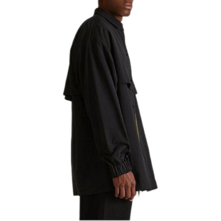 Fear Of God Essentials Военная нейлоновая рубашка-оверсайз, Obsidian Black/BLACK — фото 4