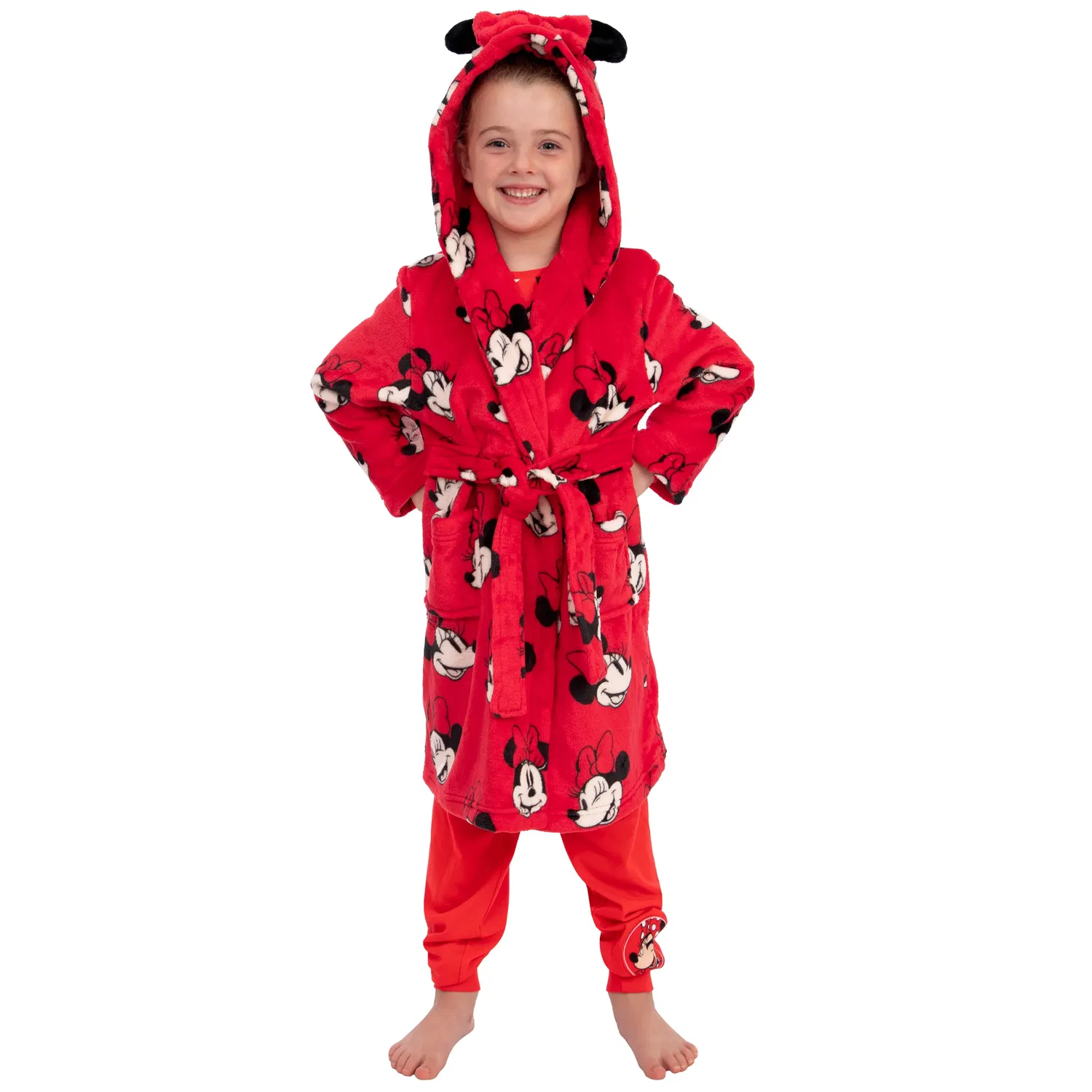 Детский халат Minnie Mouse 3D уши и бант Disney, красный — фото 2