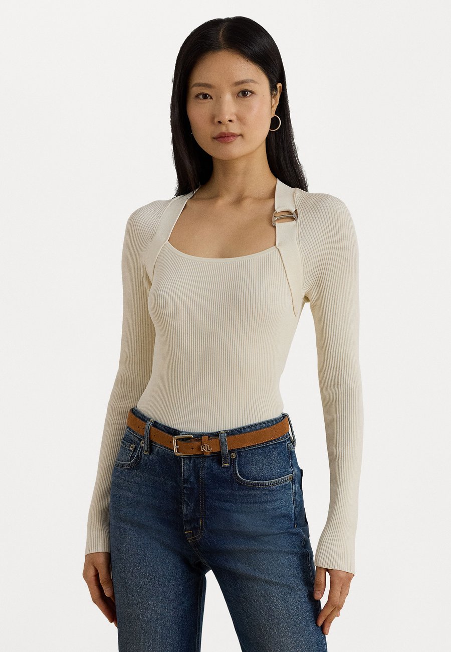 

Джемпер Lauren Ralph Lauren BUCKLE-TRIM RIB-KNIT SWEATER, Mascarpone Cream/Off-White