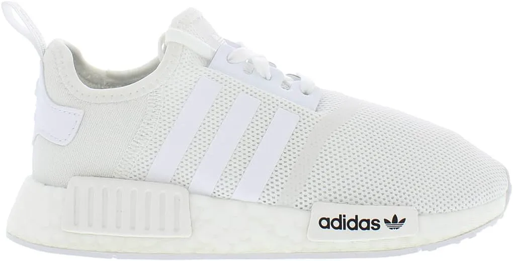 Детские кроссовки Adidas NMD R1 для девочек с шнуровкой - повседневные, фиолетовые, белый