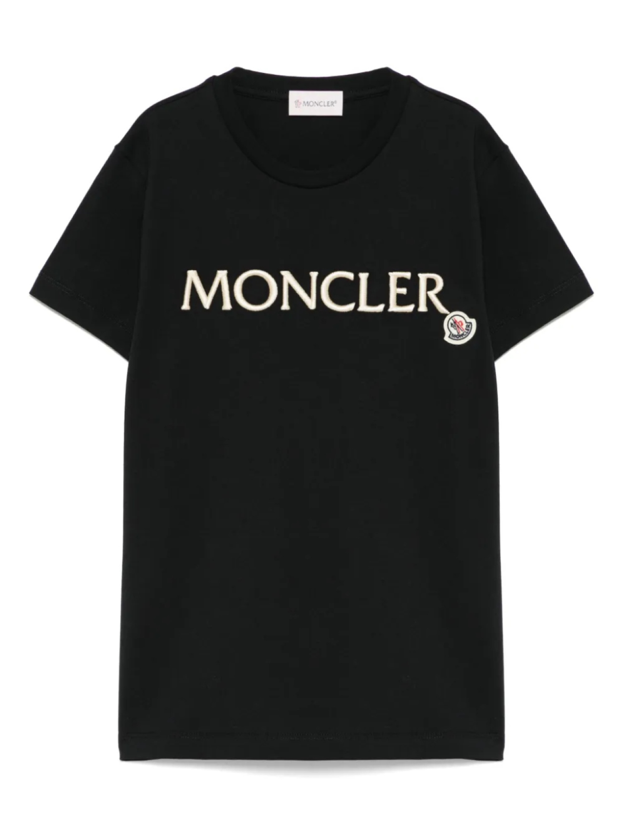 

Футболка с вышитым логотипом Moncler Enfant, черный