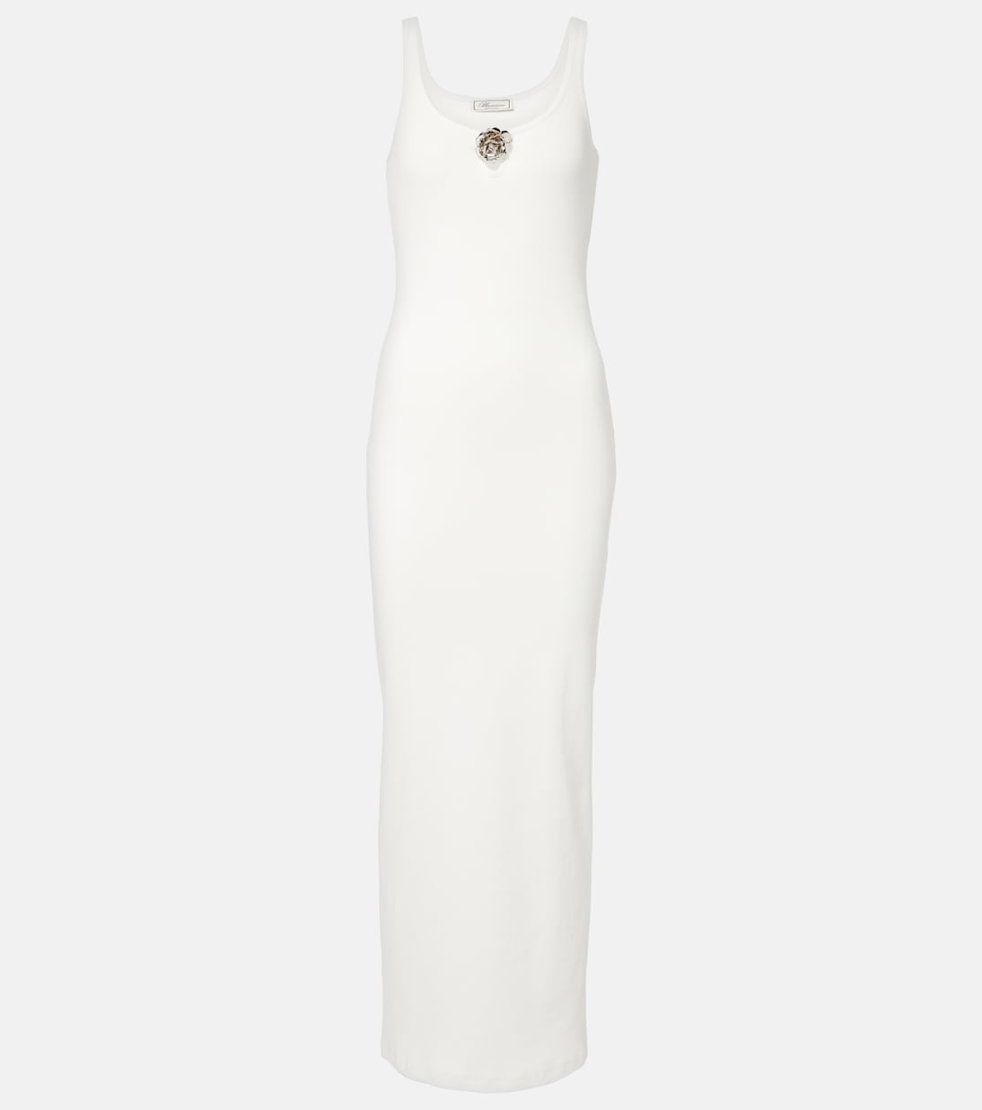 

Платье макси из хлопкового джерси в рубчик Blumarine, слоновая кость