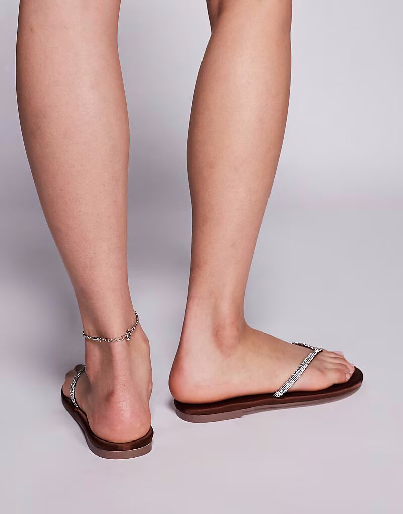 Босоножки Simmi London Ersil со стразами и мыском из шоколадного атласа SIMMI Shoes — фото 4