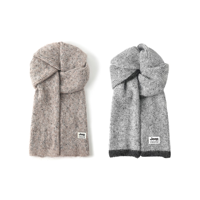 

Шарф вязаный в стиле Preppy унисекс Jeep, 2 pack (серый+хаки)