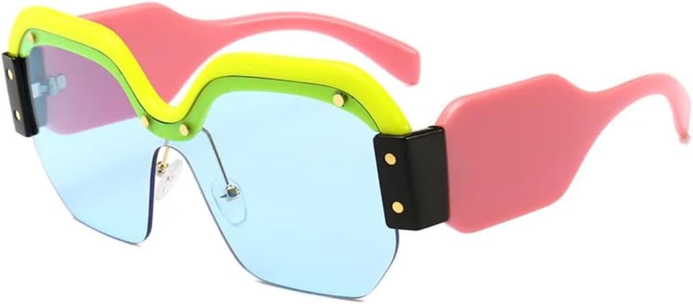 

Женские винтажные квадратные солнцезащитные очки без оправы, большие, с широкой оправой, мужские роскошные ретро-очки, женские, с защитой от УФ-излучения UV400 UATXTAU, Blue