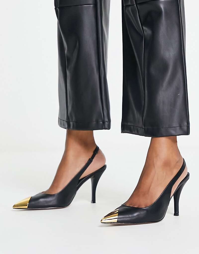 

ASOS DESIGN – Scandal – Черные туфли на среднем каблуке с ремешком на пятке и носком