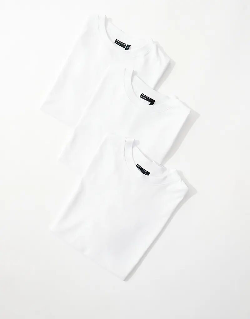 

ASOS DESIGN Набор из 3 базовых свободных футболок с круглым вырезом белого цвета