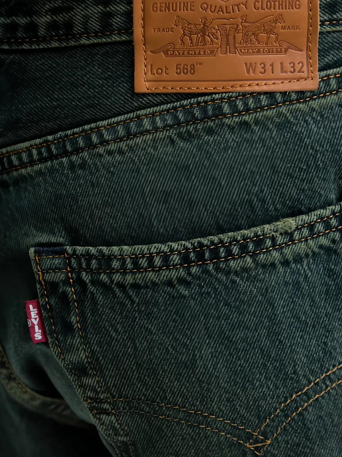Прямые джинсы 568 Loose Levi's, зеленый — фото 3