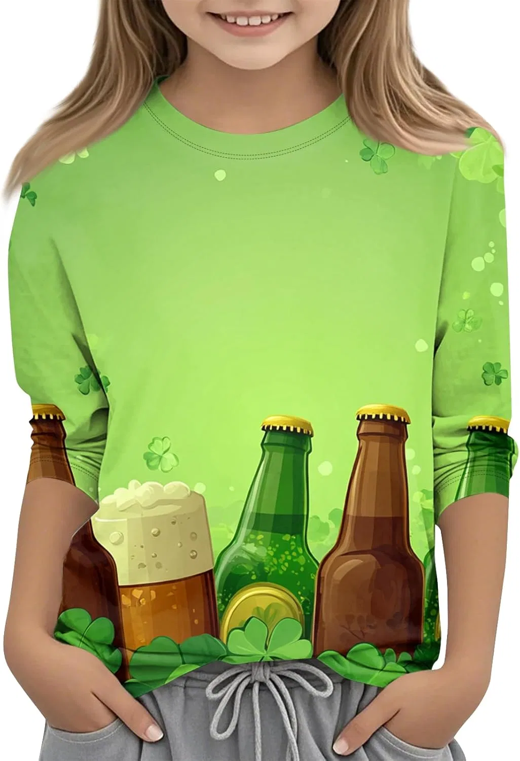 Футболка с принтом Saint Patrick's Day, 3/4 рукав, Mint Green