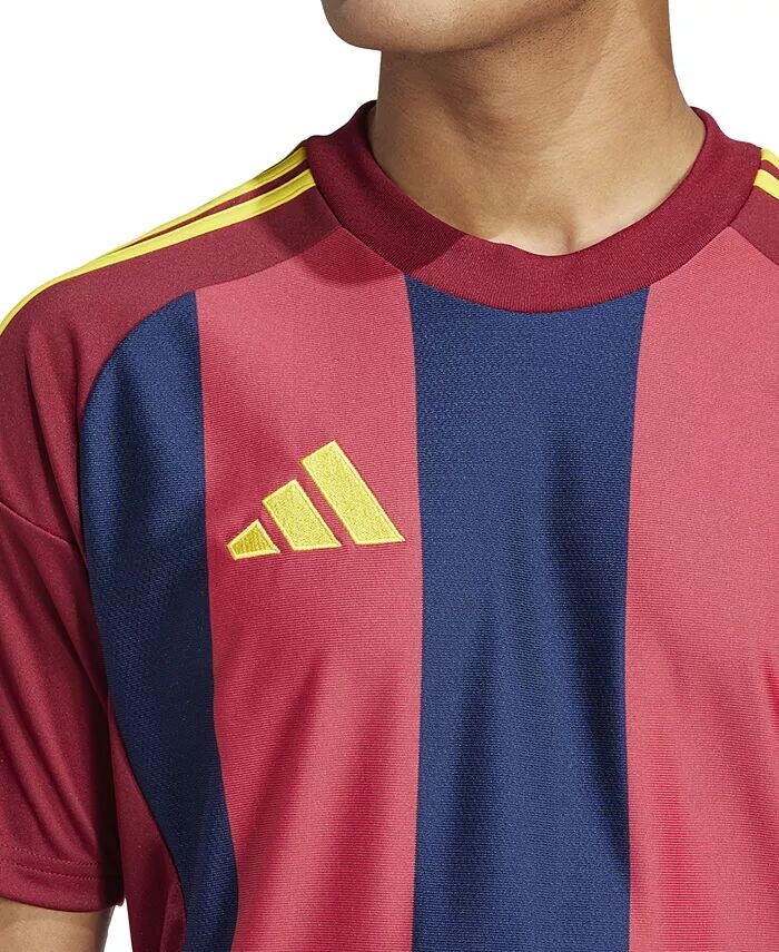 Мужская трикотажная футболка в полоску с логотипом adidas, синий — фото 3