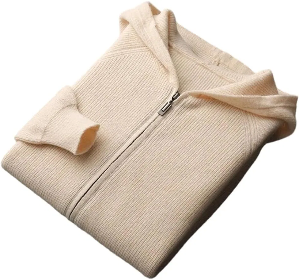 Мужская кофта с капюшоном, шерсть, Beige