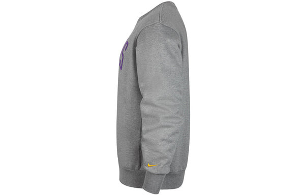 Толстовка courtside heritage fleece round neck pullover los angeles lakers gray Nike, серый — фото 3