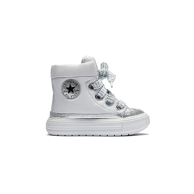 Chuck Taylor All Star высокие детские ботинки для детей 3-7 лет Converse, серебро — фото 2