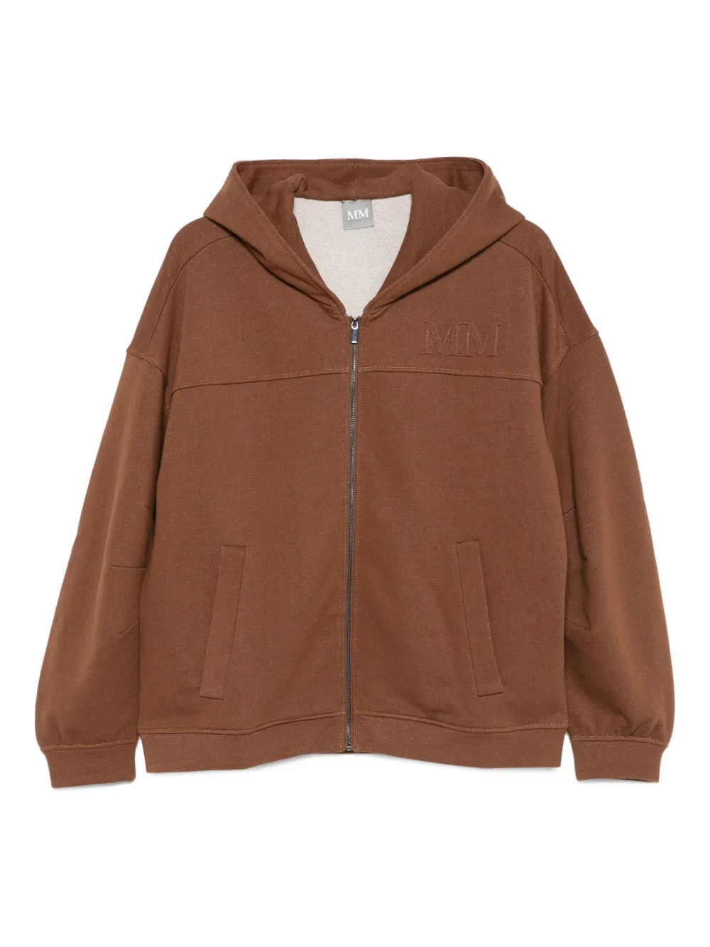 

Худи на молнии с вышитым логотипом MAX MARA, коричневый