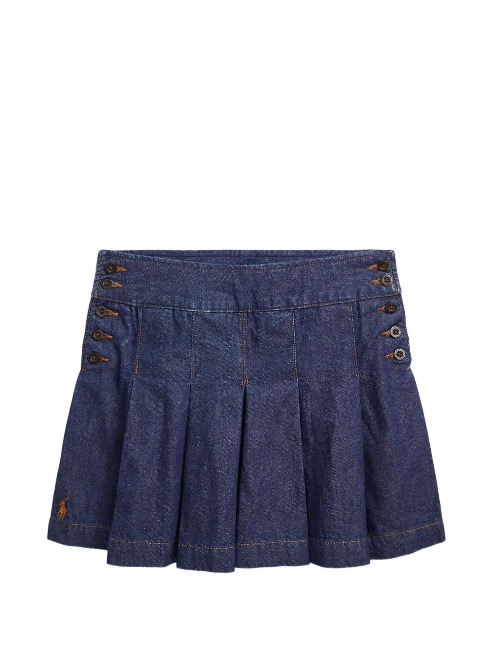 Плиссированная юбка с пуговицами Polo Ralph Lauren Kids, синий