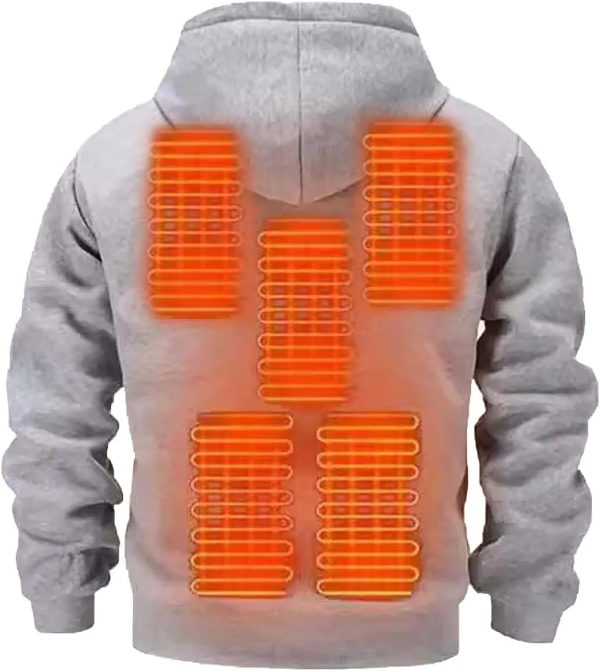Мужская толстовка с семизонным подогревом, куртка с подогревом, толстовка с USB-обогревателем, зимние толстовки с подогревом, верхняя одежда Generic, серый — фото 2