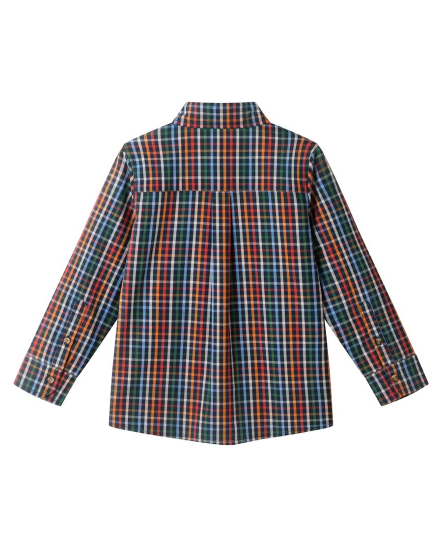 Детская рубашка для мальчиков в сине-клетчатую расцветку Andy & Evan, Navy plaid — фото 2