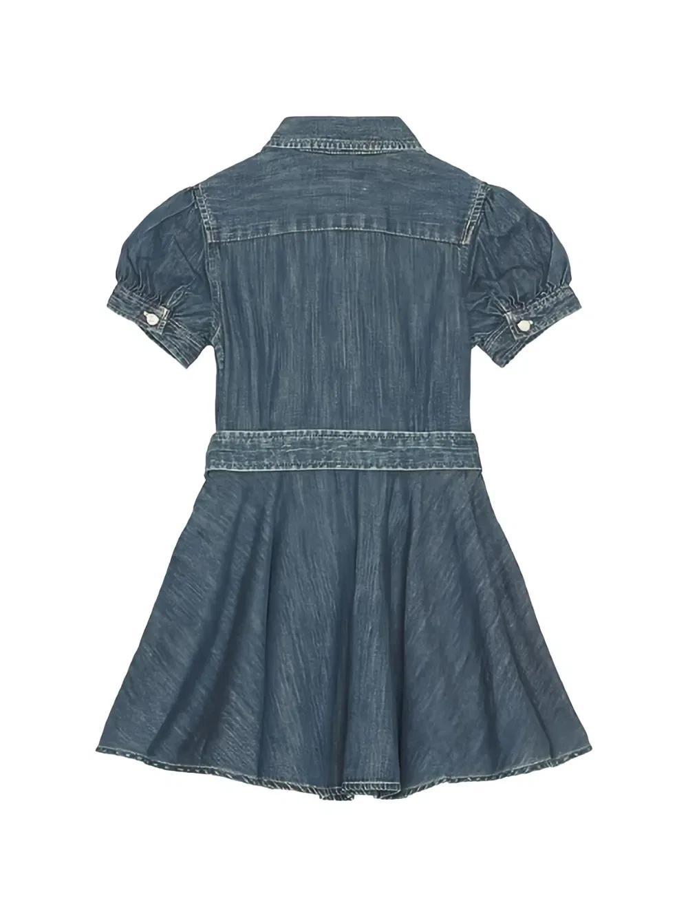 Платье с поясом и пышными рукавами Polo Ralph Lauren Kids, синий — фото 2