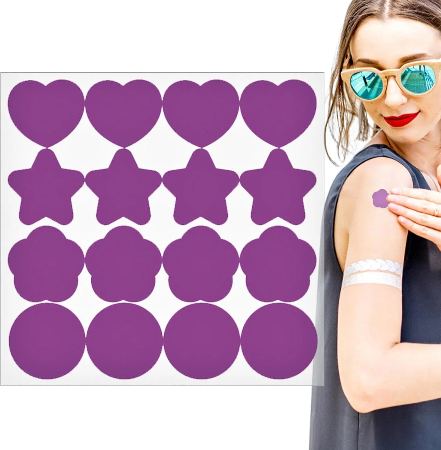 UV-стикеры для солнцезащитного крема NKONTYOURE, 80 шт., многоразовые, цветок
