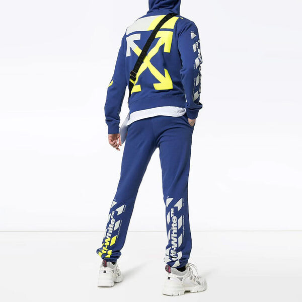 Толстовка mens ss19 spilt logo slim hoody blue Off-White, синий — фото 4