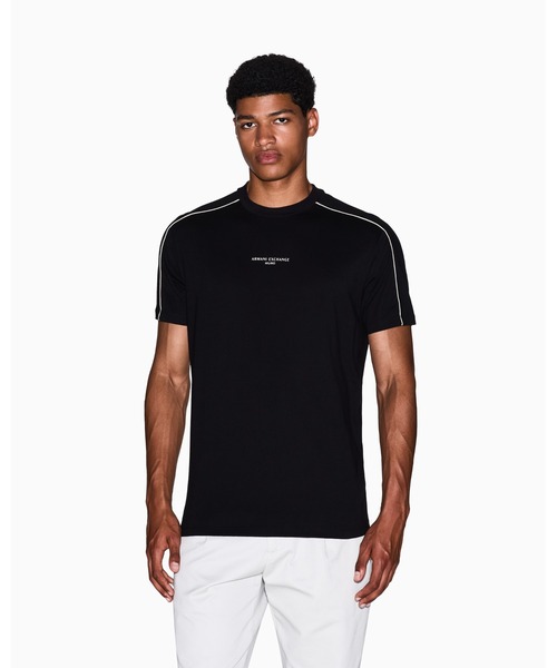 

Футболка с коротким рукавом из хлопкового пике с логотипом ARMANI EXCHANGE, черный