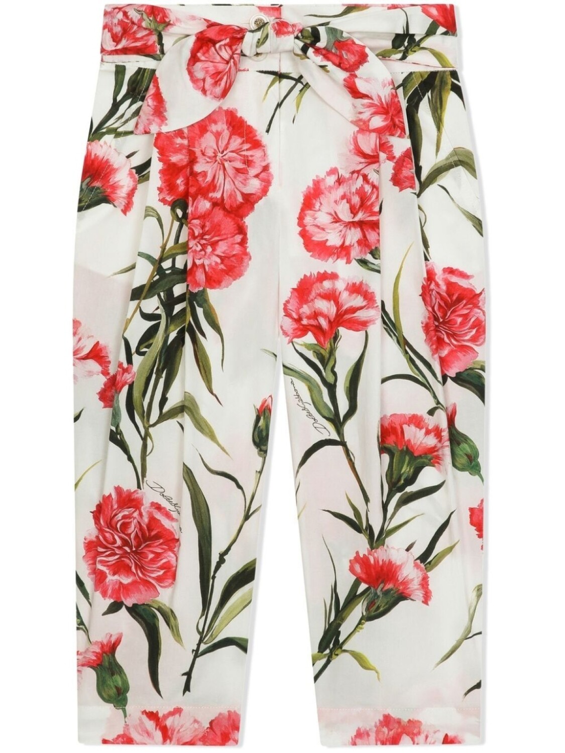 

Dolce & Gabbana брюки с поясом и цветочным принтом, белый