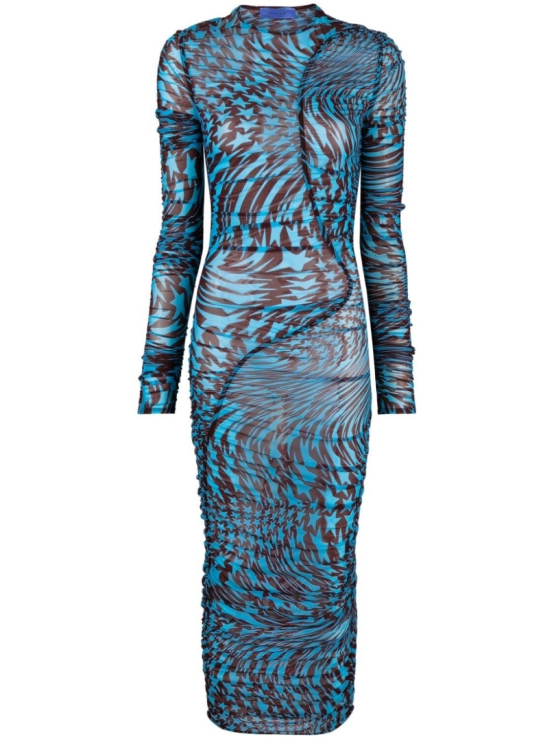 

Mugler платье с принтом и сборками, синий