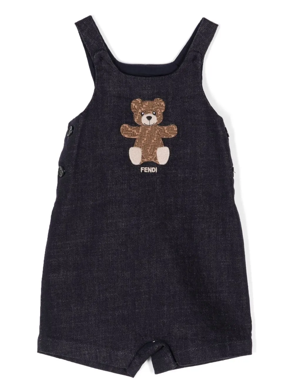 

Короткий комбинезон с вышивкой FENDI KIDS, синий