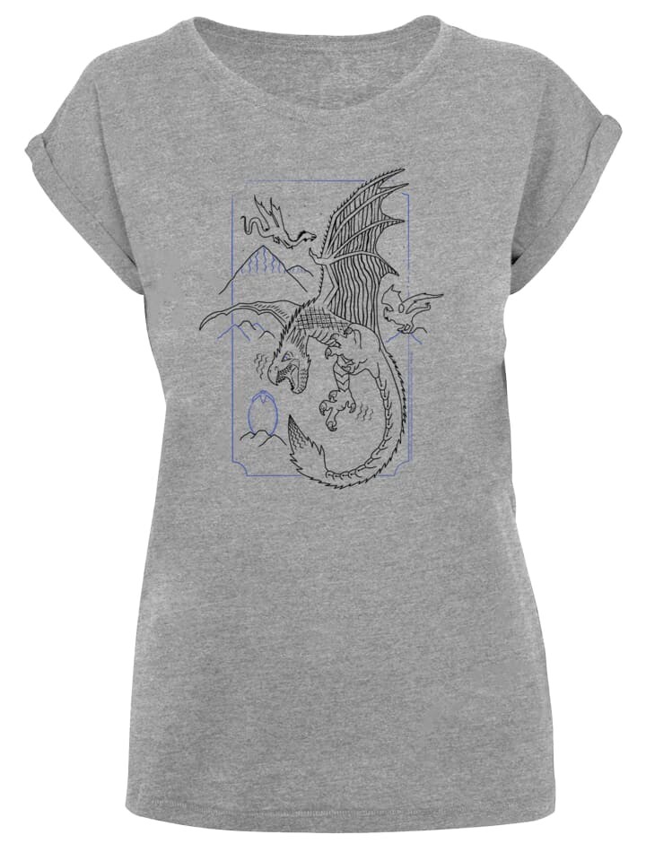 

Футболка F4NT4STIC T-Shirt Harry Potter Dragon Line Art, пятнистый серый