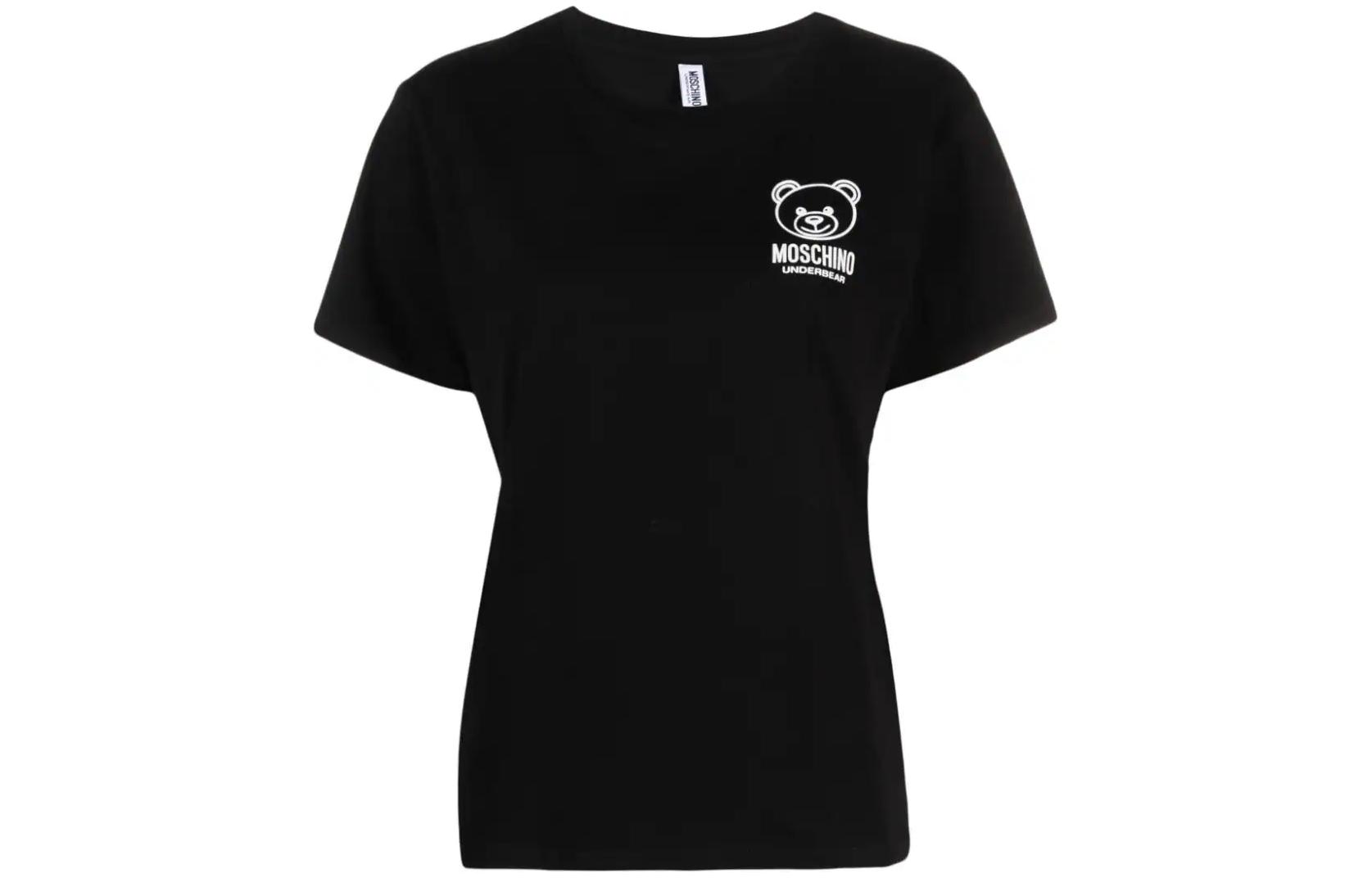 

Футболка из стрейч-хлопка с аппликацией логотипа MOSCHINO, черный