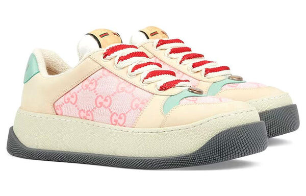 Кроссовки screener sneaker 'gg monogram beige pink' Gucci, розовый — фото 3