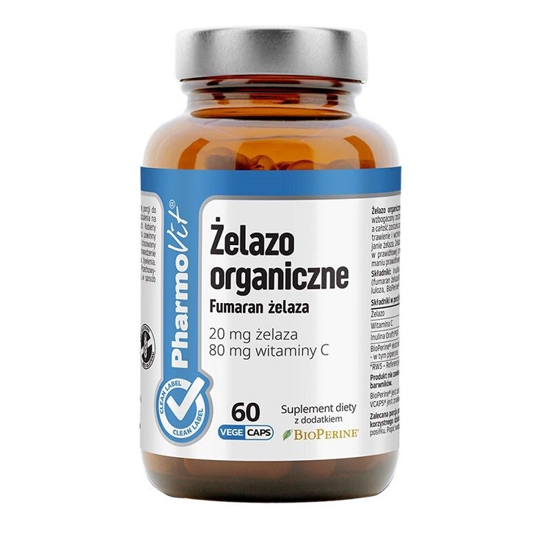 

Железо в капсулах Pharmovit Clean Label Żelazo Organiczne, 60 шт