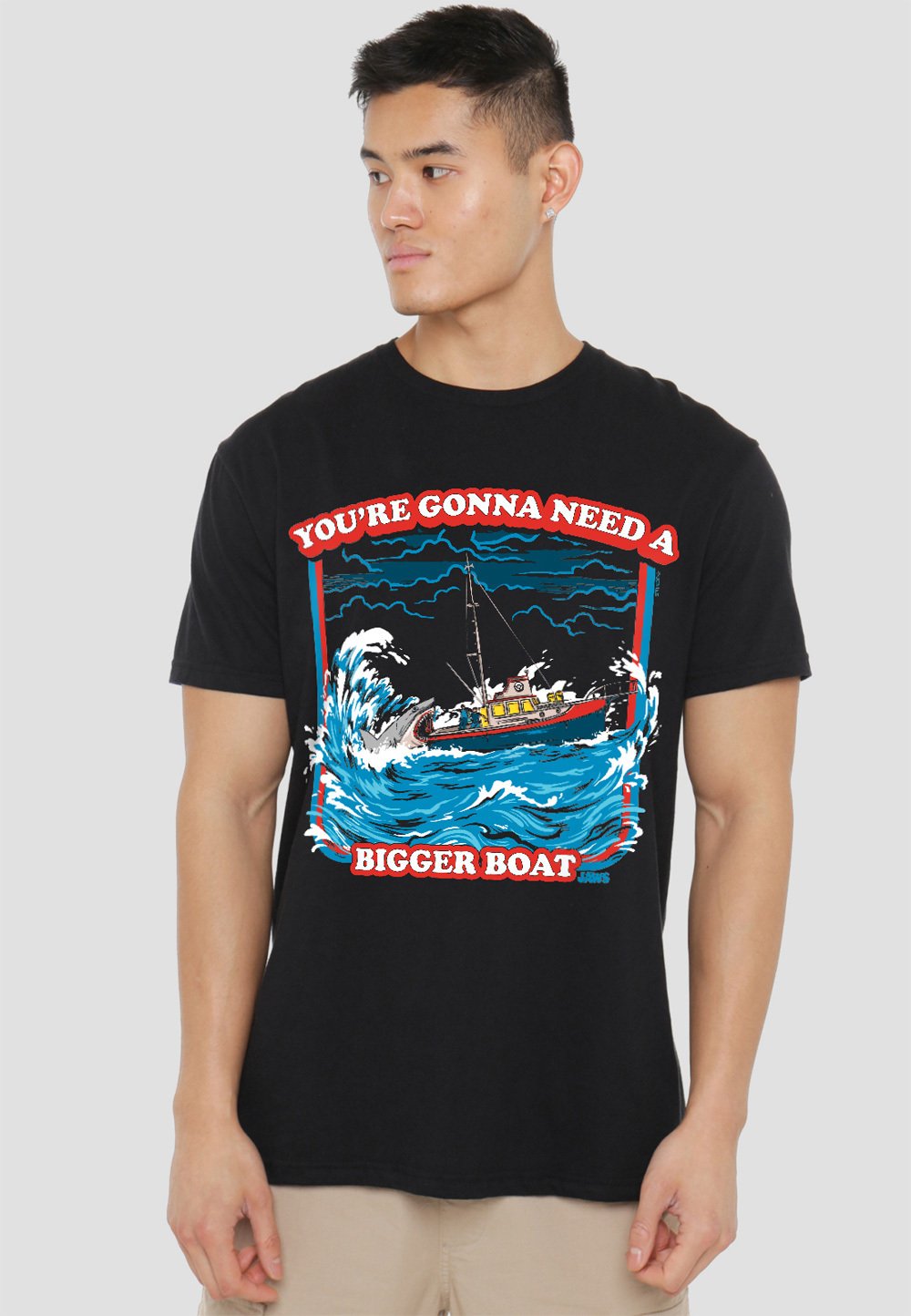 

Футболка с принтом JAWS BIGGER BOAT RETRO Universal Studios, черный