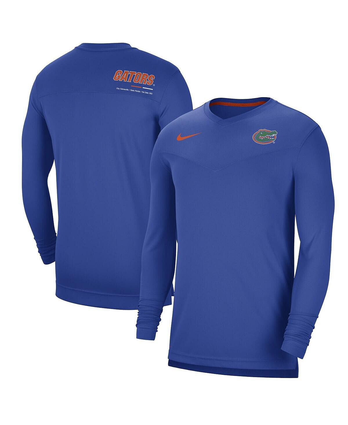 

Мужская футболка Royal Florida Gators 2022 Coach Performance с длинным рукавом и v-образным вырезом Nike