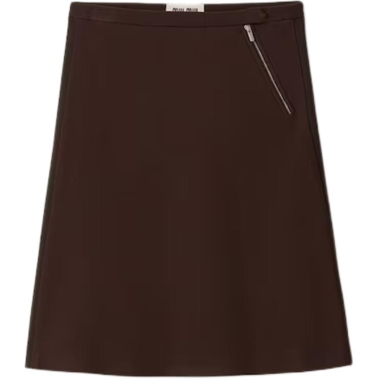 

Мини-юбка с ребристым логотипом MIU MIU, cocoa коричневый