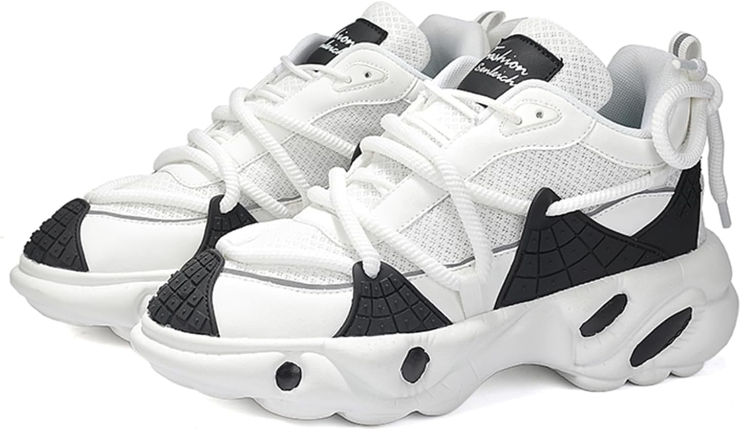 

Мужские винтажные кроссовки Dacnakby, черно-белые, верх из сетки, массивная подошва, спортивные кроссовки с толстой платформой для ходьбы и бега, повседневные спортивные обувь