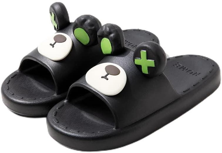 

Милые мультяшные тапочки с медведем, с мягкой толстой подошвой, для дома и улицы, пляжа, удобные шлепанцы на платформе для мужчин и женщин Supsound, черный