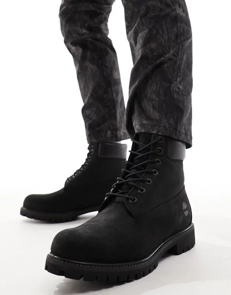 

Черные кожаные ботинки из нубука Timberland Premium 6 дюймов