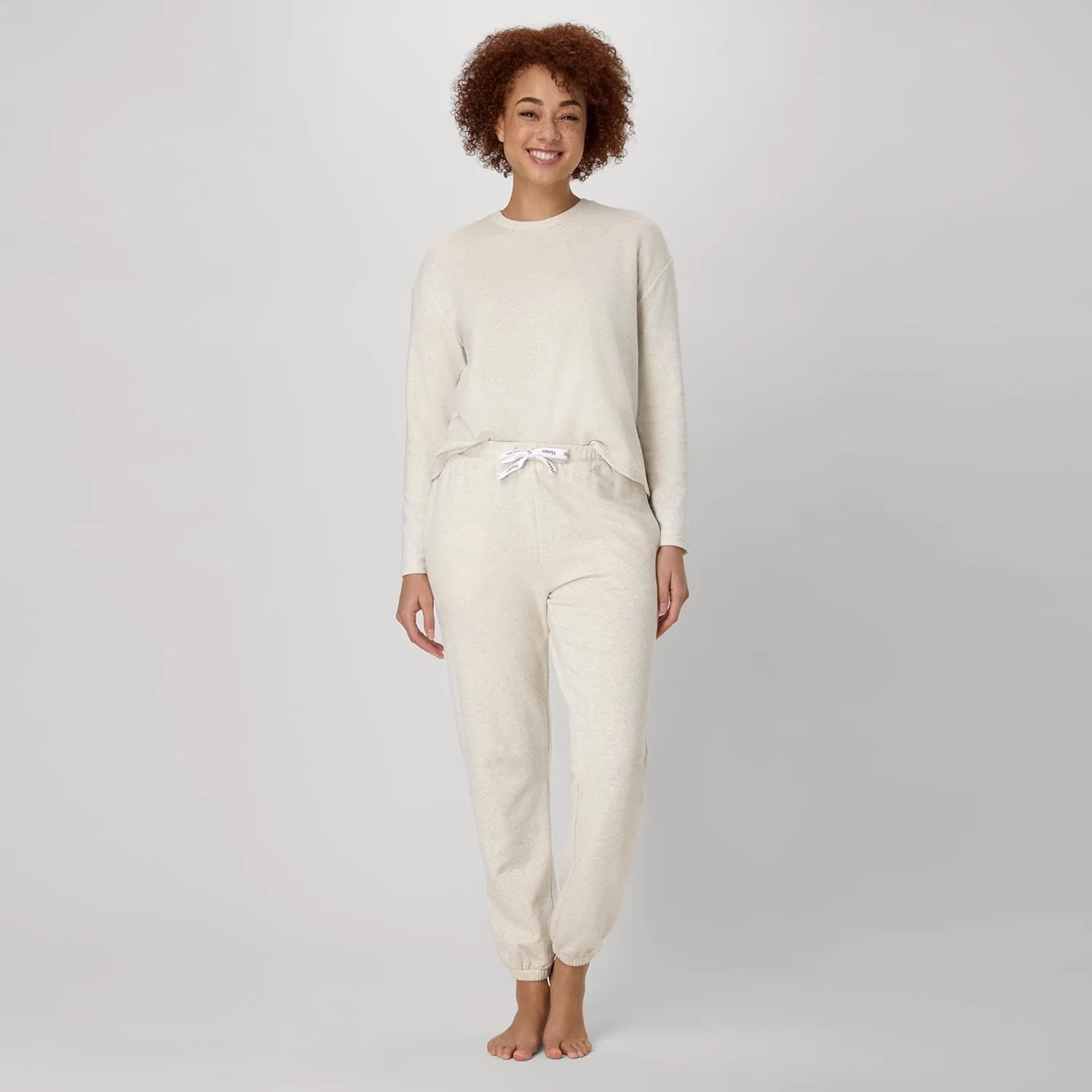 Женские спортивные брюки Hanes Originals из французского трикотажа, легкие домашние брюки для женщин, удобная домашняя одежда, 28 дюймов, Oatmeal Marle — фото 3