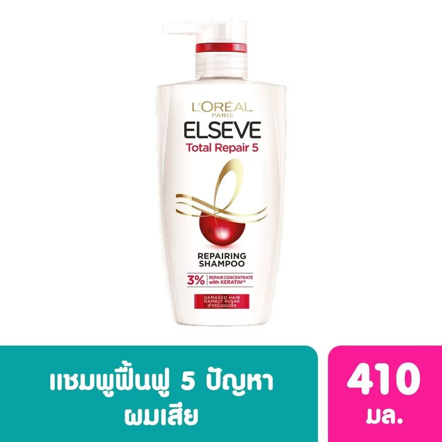 

Elseve L'Oreal Paris Шампунь Total Repair 5 Восстанавливающий 410 мл. สำหรับผมเสีย, White
