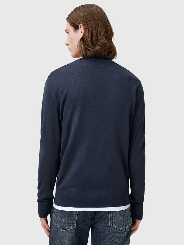 Свитер с круглым вырезом из мериносовой шерсти Mode AllSaints, Navy Blue — фото 2