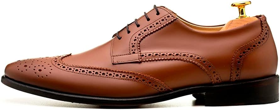 

Кожаные классические/формальные туфли ADOLFO TURRION Оксфорды Дерби Броги Барсео, Whiskey Brown