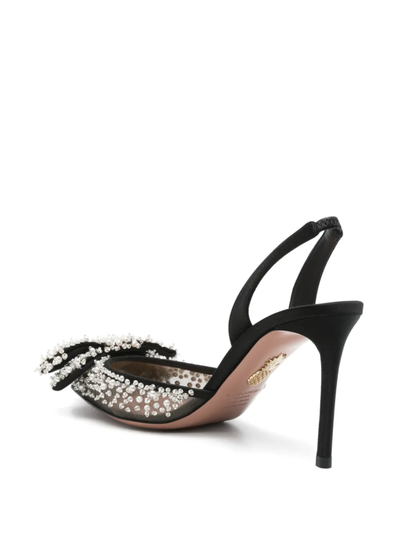 Aquazzura туфли с ремешком на пятке и бантом, черный — фото 2