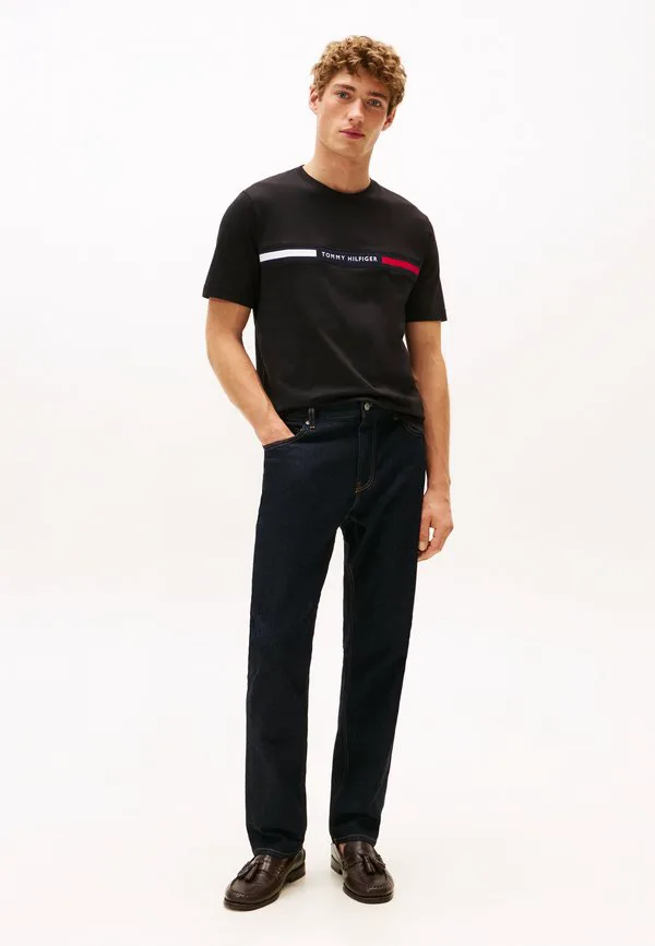 Футболка с вышитым логотипом, базовая футболка Tommy Hilfiger, Black — фото 2