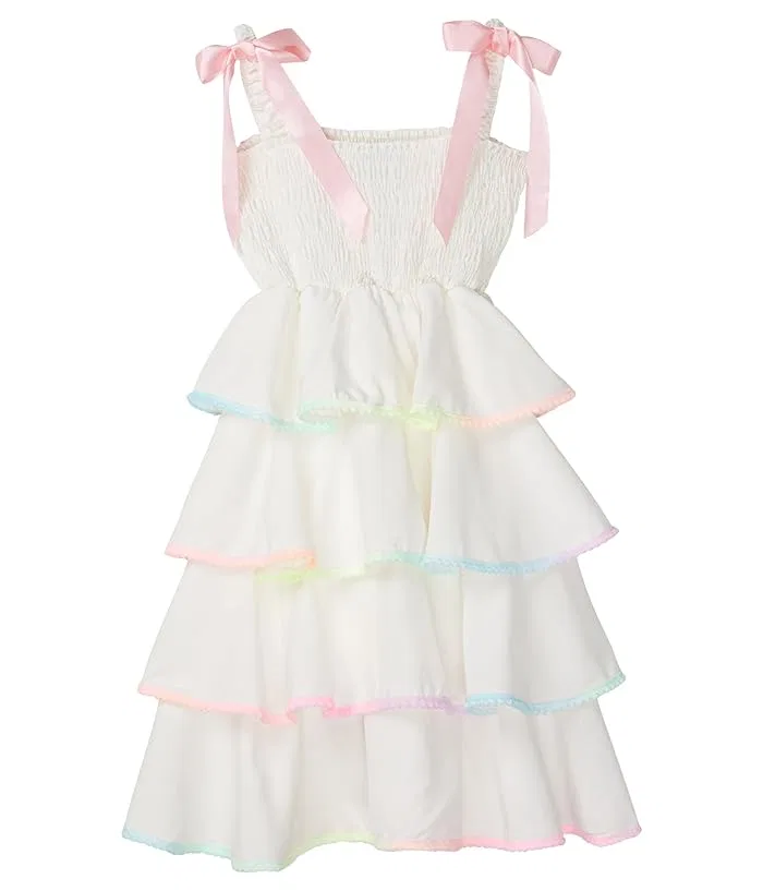 Платье Rainbow Tiered Bow Dress Lola and The Boys, White