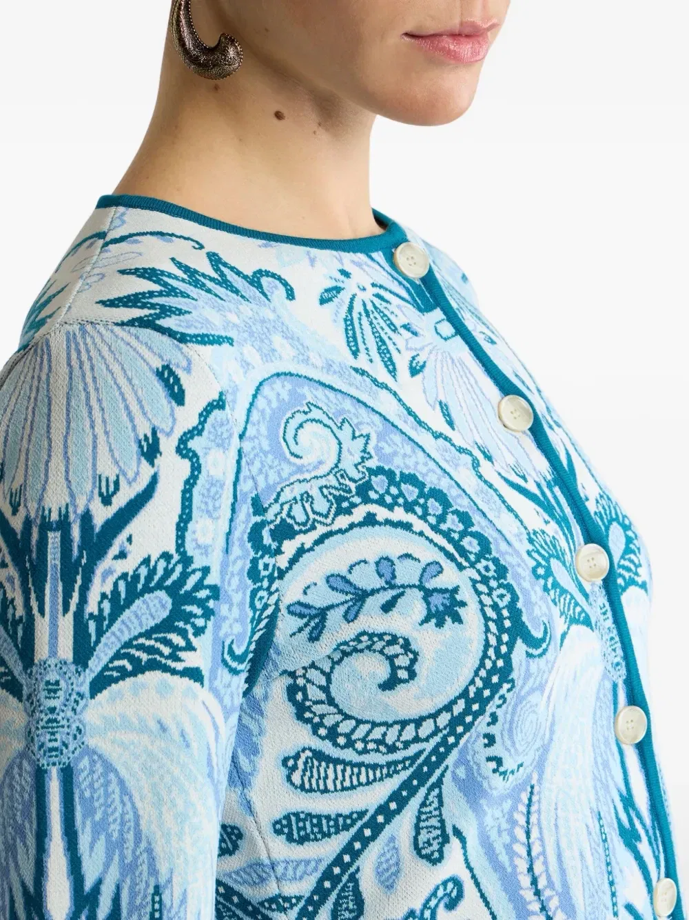 Укороченный жаккардовый кардиган ETRO, синий — фото 4